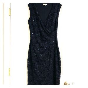 Navy Sequin Lace Dress
